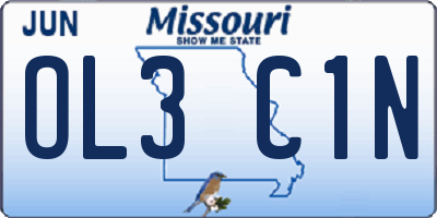 MO license plate OL3C1N