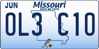MO license plate OL3C1O
