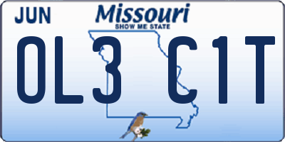 MO license plate OL3C1T