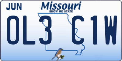 MO license plate OL3C1W