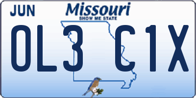 MO license plate OL3C1X