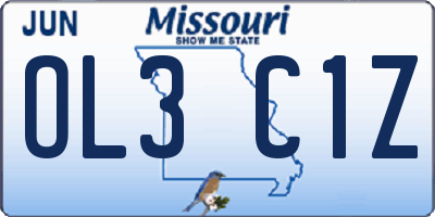 MO license plate OL3C1Z