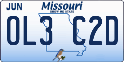 MO license plate OL3C2D