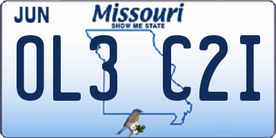 MO license plate OL3C2I