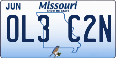 MO license plate OL3C2N