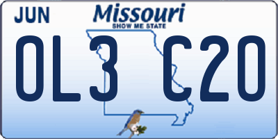 MO license plate OL3C2O