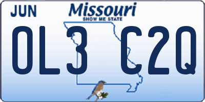 MO license plate OL3C2Q