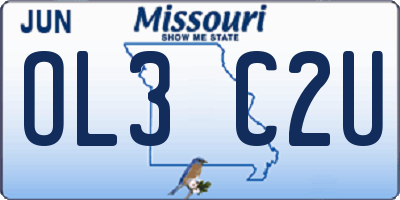 MO license plate OL3C2U
