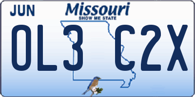 MO license plate OL3C2X