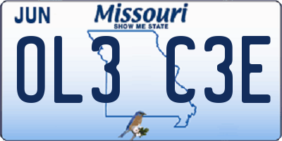 MO license plate OL3C3E