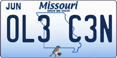 MO license plate OL3C3N
