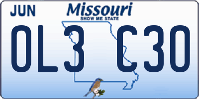 MO license plate OL3C3O