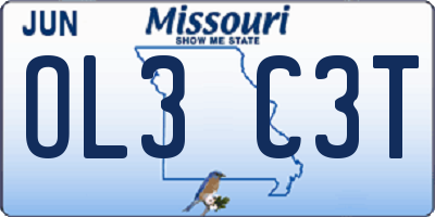 MO license plate OL3C3T