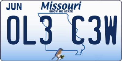 MO license plate OL3C3W