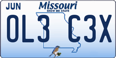 MO license plate OL3C3X