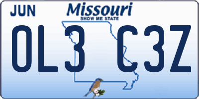 MO license plate OL3C3Z