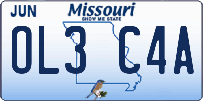 MO license plate OL3C4A