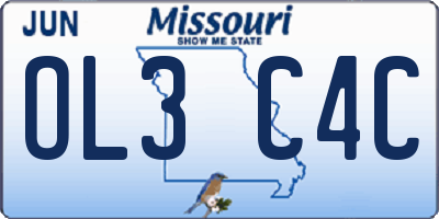 MO license plate OL3C4C
