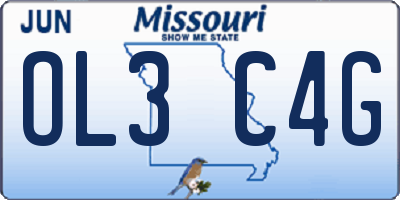 MO license plate OL3C4G
