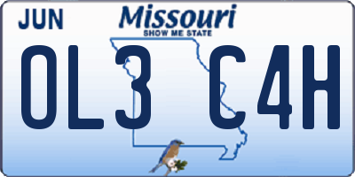 MO license plate OL3C4H