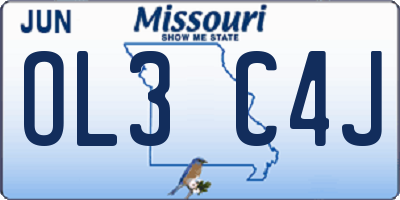 MO license plate OL3C4J