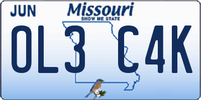 MO license plate OL3C4K