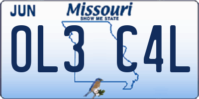MO license plate OL3C4L