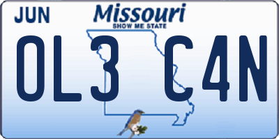 MO license plate OL3C4N