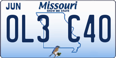 MO license plate OL3C4O