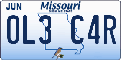 MO license plate OL3C4R