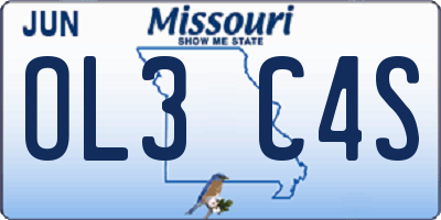 MO license plate OL3C4S