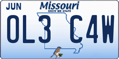 MO license plate OL3C4W