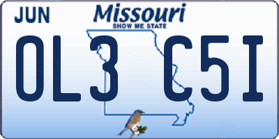 MO license plate OL3C5I