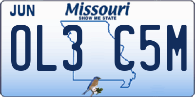 MO license plate OL3C5M