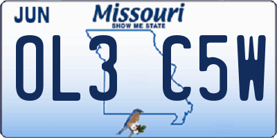 MO license plate OL3C5W