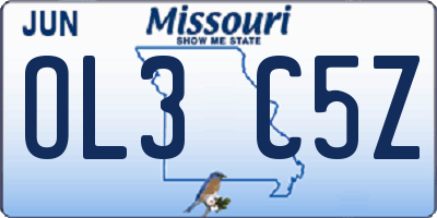 MO license plate OL3C5Z
