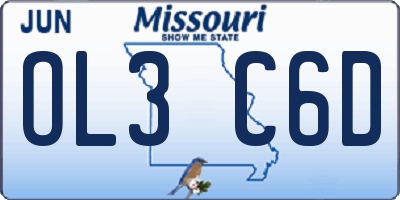 MO license plate OL3C6D