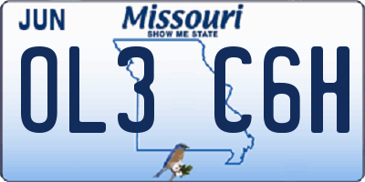 MO license plate OL3C6H