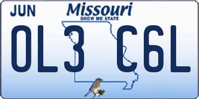 MO license plate OL3C6L