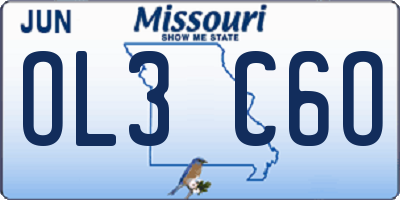 MO license plate OL3C6O