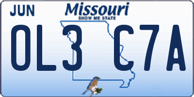 MO license plate OL3C7A
