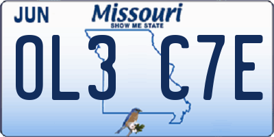 MO license plate OL3C7E