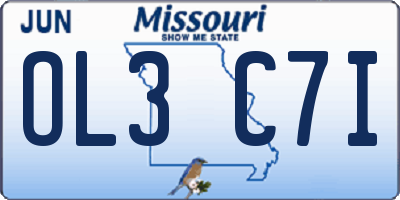 MO license plate OL3C7I