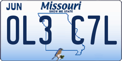 MO license plate OL3C7L