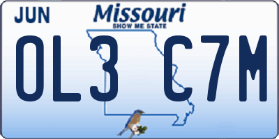 MO license plate OL3C7M