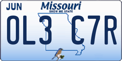 MO license plate OL3C7R