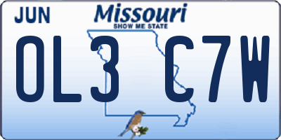 MO license plate OL3C7W