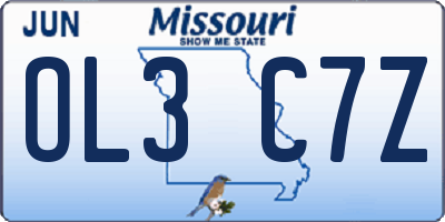 MO license plate OL3C7Z