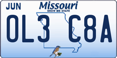 MO license plate OL3C8A