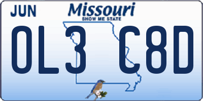 MO license plate OL3C8D